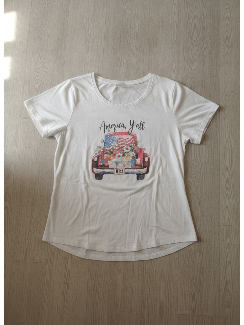 Cato America Y'all Patriotic Red Truck Graphic Tee White Size XL